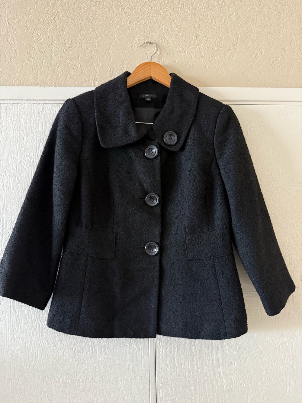 SEMANTIKS: Black Women's Peacoat Jacket